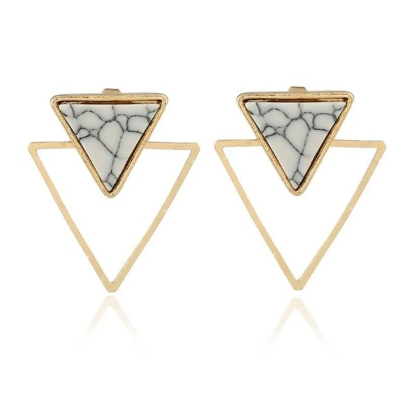 Jewelry - 💖 2/$25 Marble Triangle Gold Stud Earrings